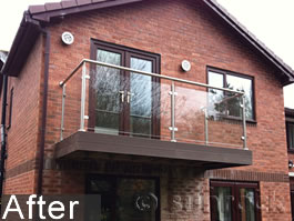 After Sunrock Balconies refurbish old wrought iron balcony with glass balcony in Cheshire