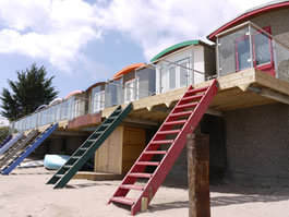 Completed Glass Balconies for Beach Huts on North Wales Beach 