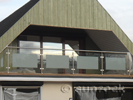 Balustrades with etched glass panels