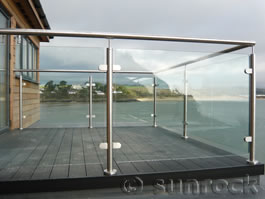 Balcony project overlooking the harbour and out to sea in Abersoch North Wales Glass Balustrades & Steel Uprights
