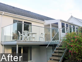 After installation of Infinity Glass Balcony with stair balustrades and balcony gate in Snowdonia North Wales 