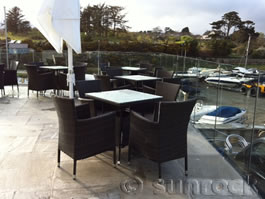 Completed Infinity Balcony project overlooking Abersoch harbour for the new Zinc Cafe / Restaurant 