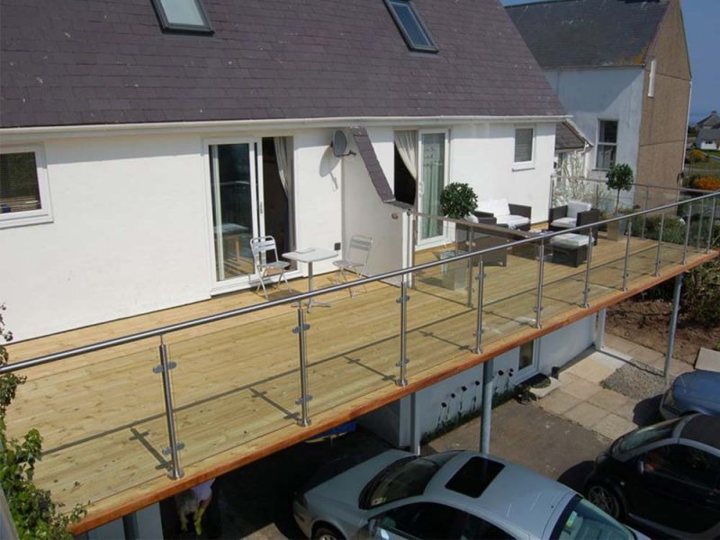 stainless steel glass balcony holiday home abersoch